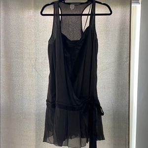 Gray silk drop waist dress